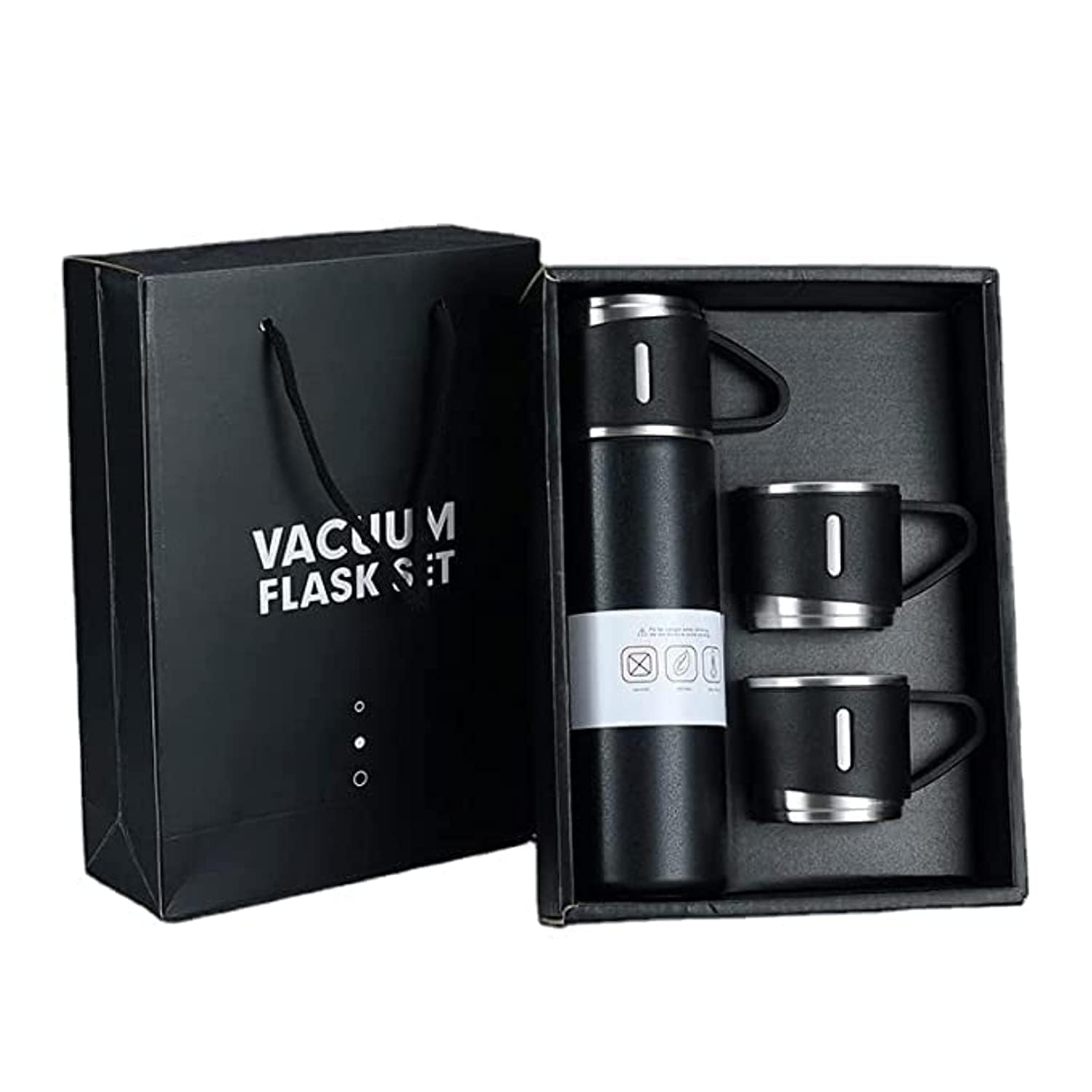 SkyShopy Stainless Steel Vacuum Flask Set with 3 Steel Cups Combo for Hot and Cold Drink Flask Bottle 500ml SkyShopy Stainless Steel Vacuum Flask Set with 3 Steel Cups Combo for Hot and Cold Drink Flask Bottle 500ml